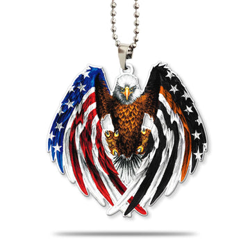 Gearhumans 3D The Majesty Of The Bald Eagle And Thin Orange Line American Custom Car Hanging