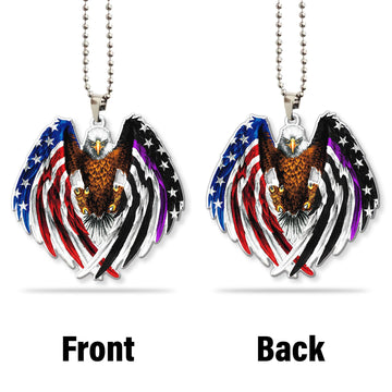 Gearhumans 3D The Majesty Of The Bald Eagle And Thin Purple Line American Custom Car Hanging
