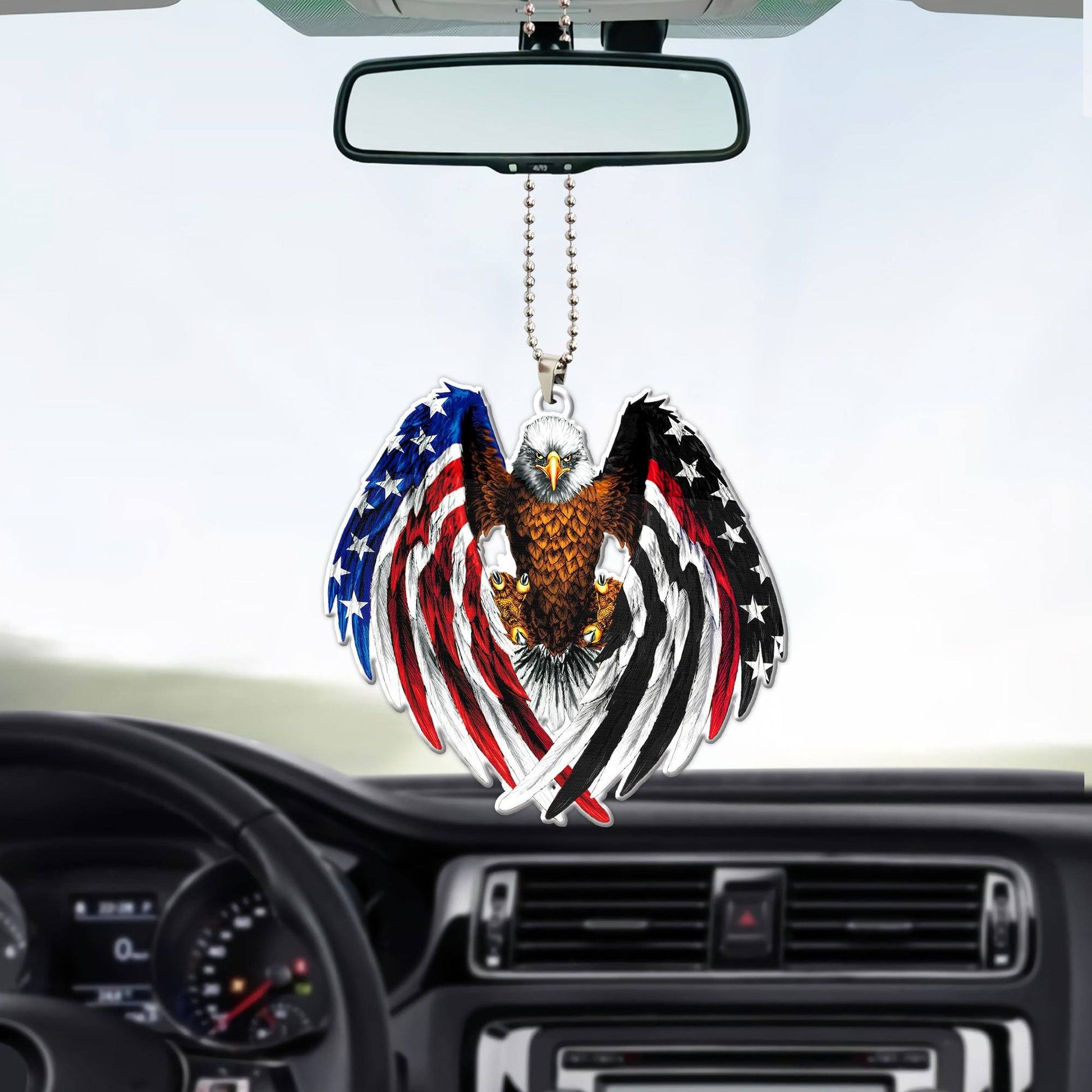 Gearhumans 3D The Majesty Of The Bald Eagle And Thin Red Line American Custom Car Hanging GS04062128 Car Hanging 