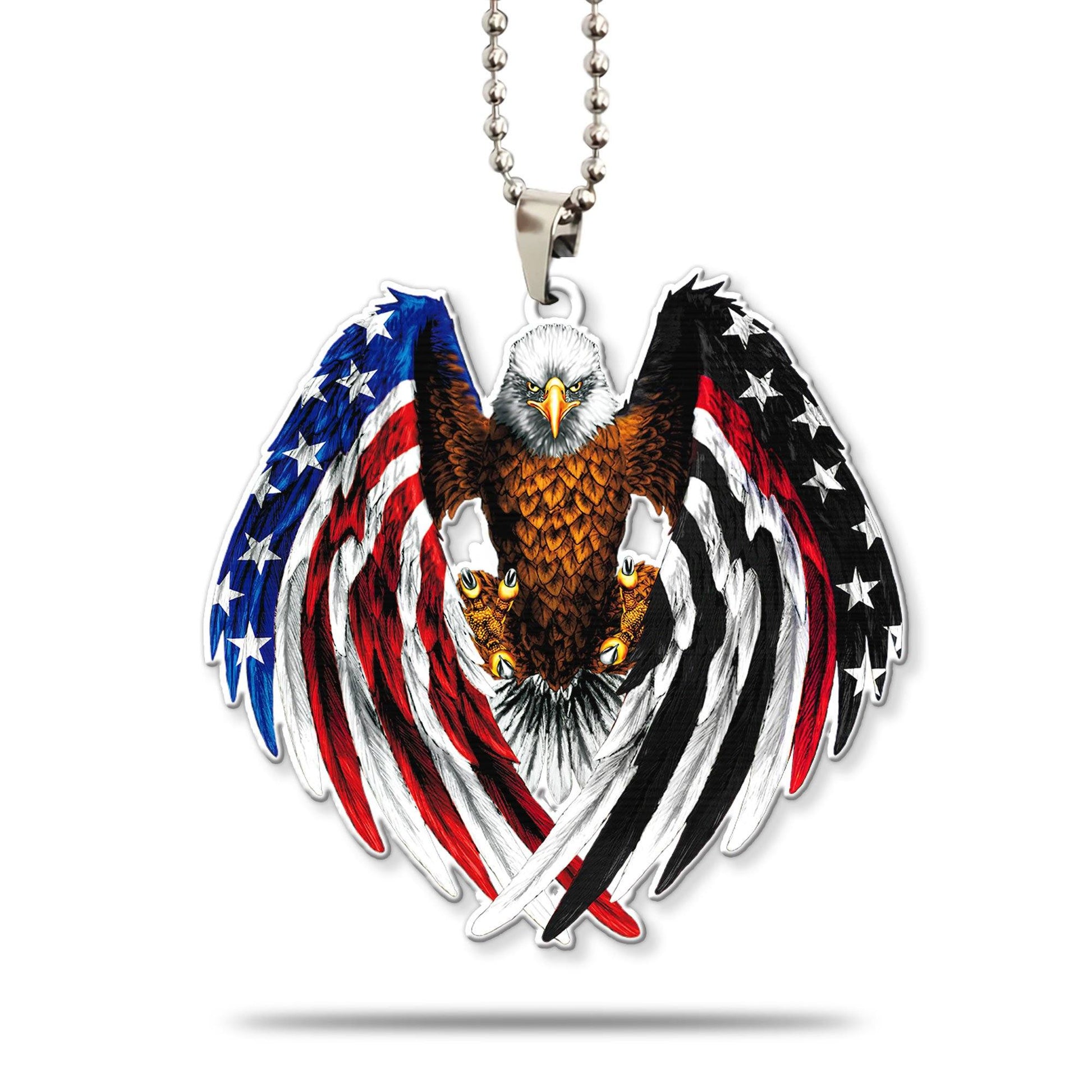 Gearhumans 3D The Majesty Of The Bald Eagle And Thin Red Line American Custom Car Hanging GS04062128 Car Hanging Car Hanging/1 Pack 