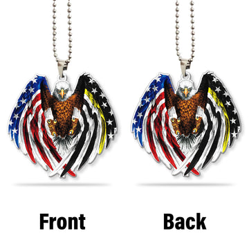 Gearhumans 3D The Majesty Of The Bald Eagle And Thin Yellow Line American Custom Car Hanging