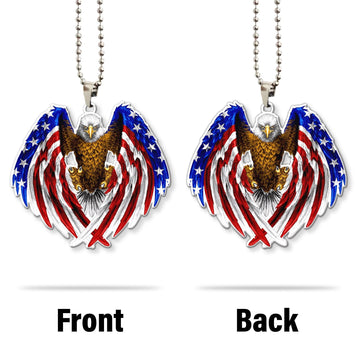 Gearhumans 3D The Majesty Of The Bald Eagle And USA Flag Custom Car Hanging