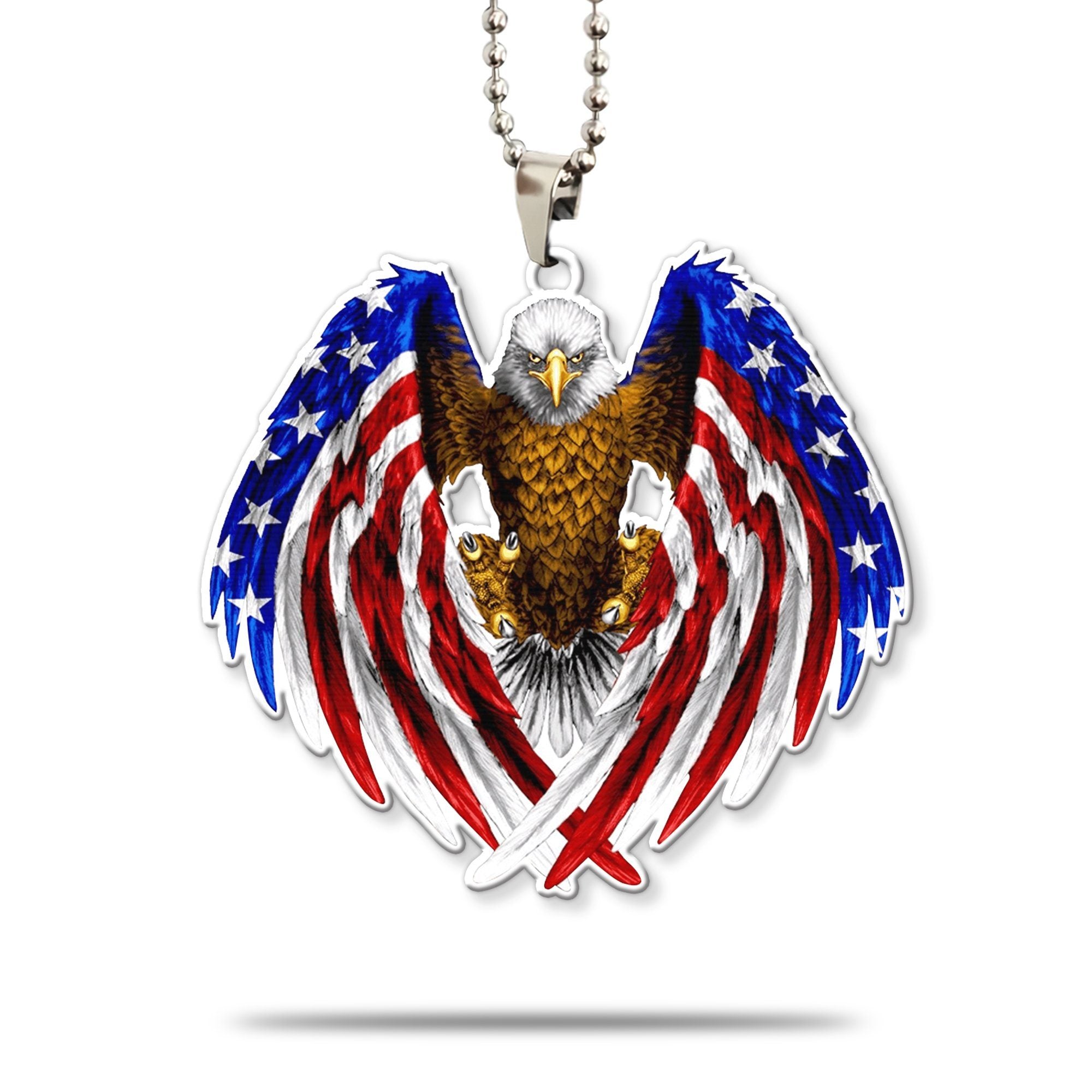 Gearhumans 3D The Majesty Of The Bald Eagle And USA Flag Custom Car Hanging GS04062126 Car Hanging Car Hanging/1 Pack 