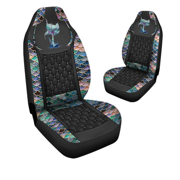 Gearhumans 3D The Most Blue Sparkle Mermaid Tail Custom Car Seat Covers
