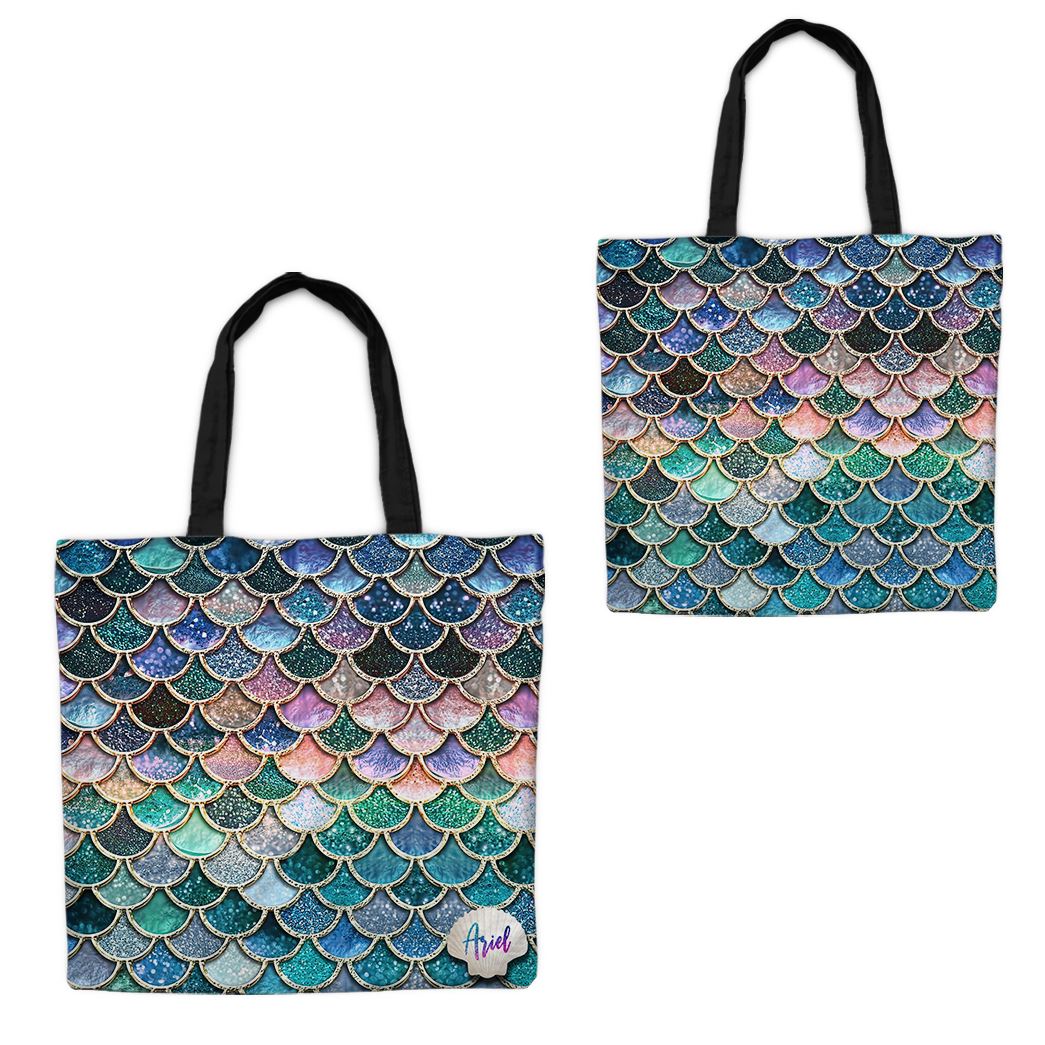 Gearhumans 3D The Most Blue Sparkle Mermaid Tail In The Ocean Custom Name Tote Bag GO11062119 Tote Bag 