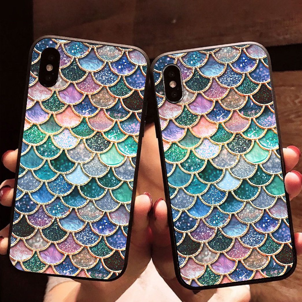 Gearhumans 3D The Most Blue Sparkle Mermaid Tail In The Ocean Custom Phone Case GO09062114 Glass Phone Case 