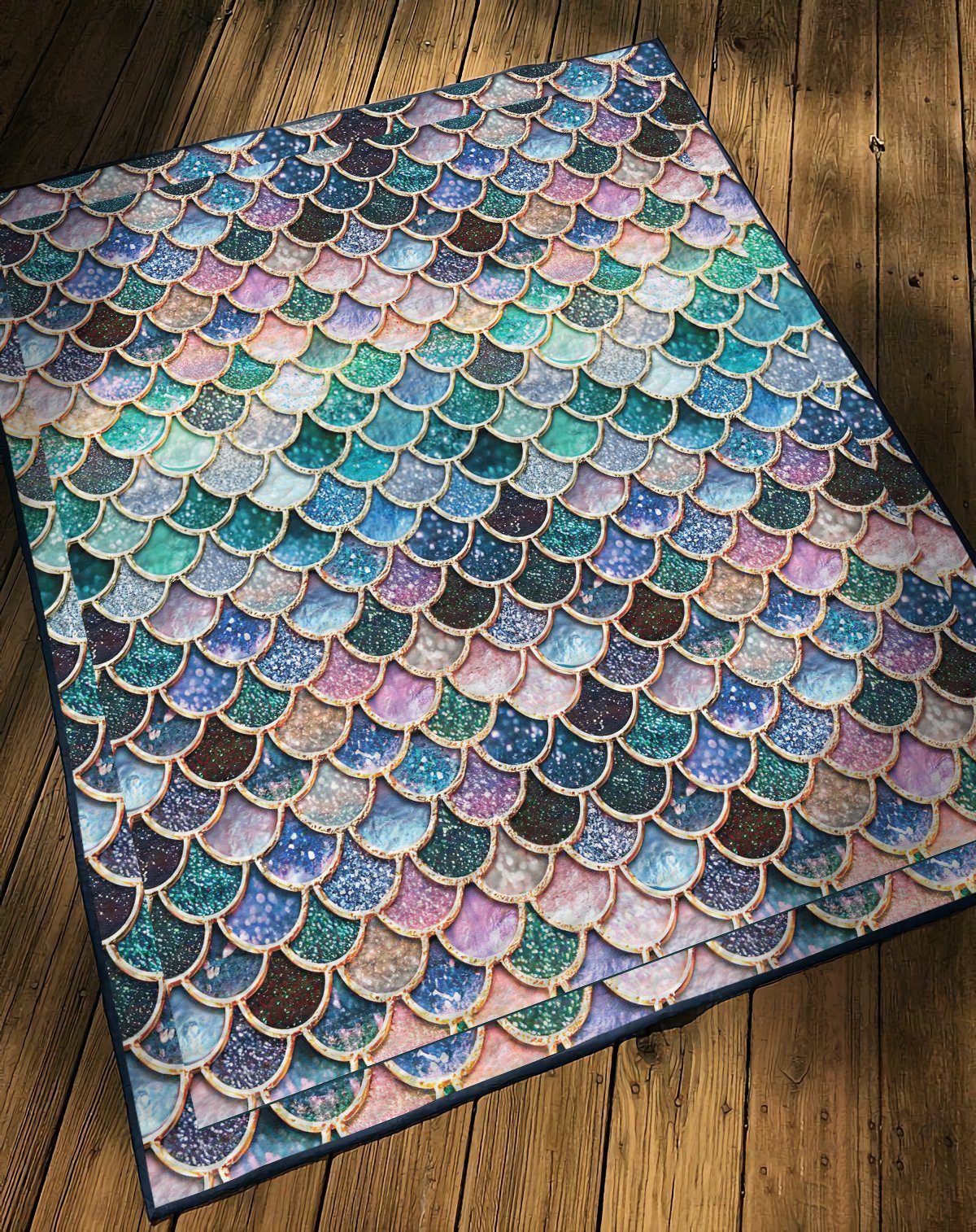 Gearhumans 3D The Most Blue Sparkle Mermaid Tail In The Ocean Custom Quilt GO16062111 Quilt 