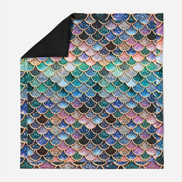 Gearhumans 3D The Most Blue Sparkle Mermaid Tail In The Ocean Custom Quilt