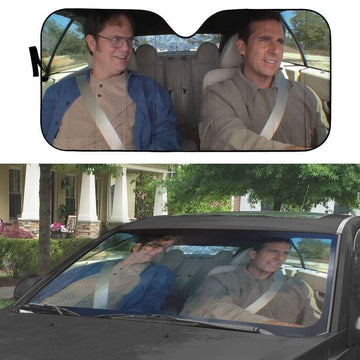 Gearhumans 3D The Office Michael And Dwight Custom Car Auto Sunshade
