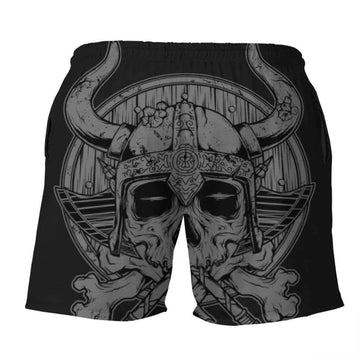 Gearhumans 3D The Raven Banner Viking Custom Beach Shorts Swim Trunk