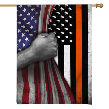 Gearhumans 3D Thin Orange Line American Custom Flag
