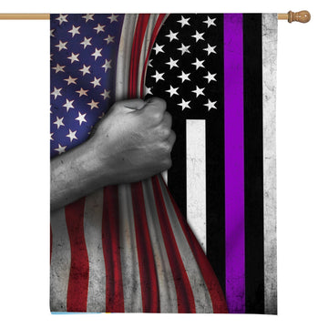 Gearhumans 3D Thin Purple Line American Custom Flag