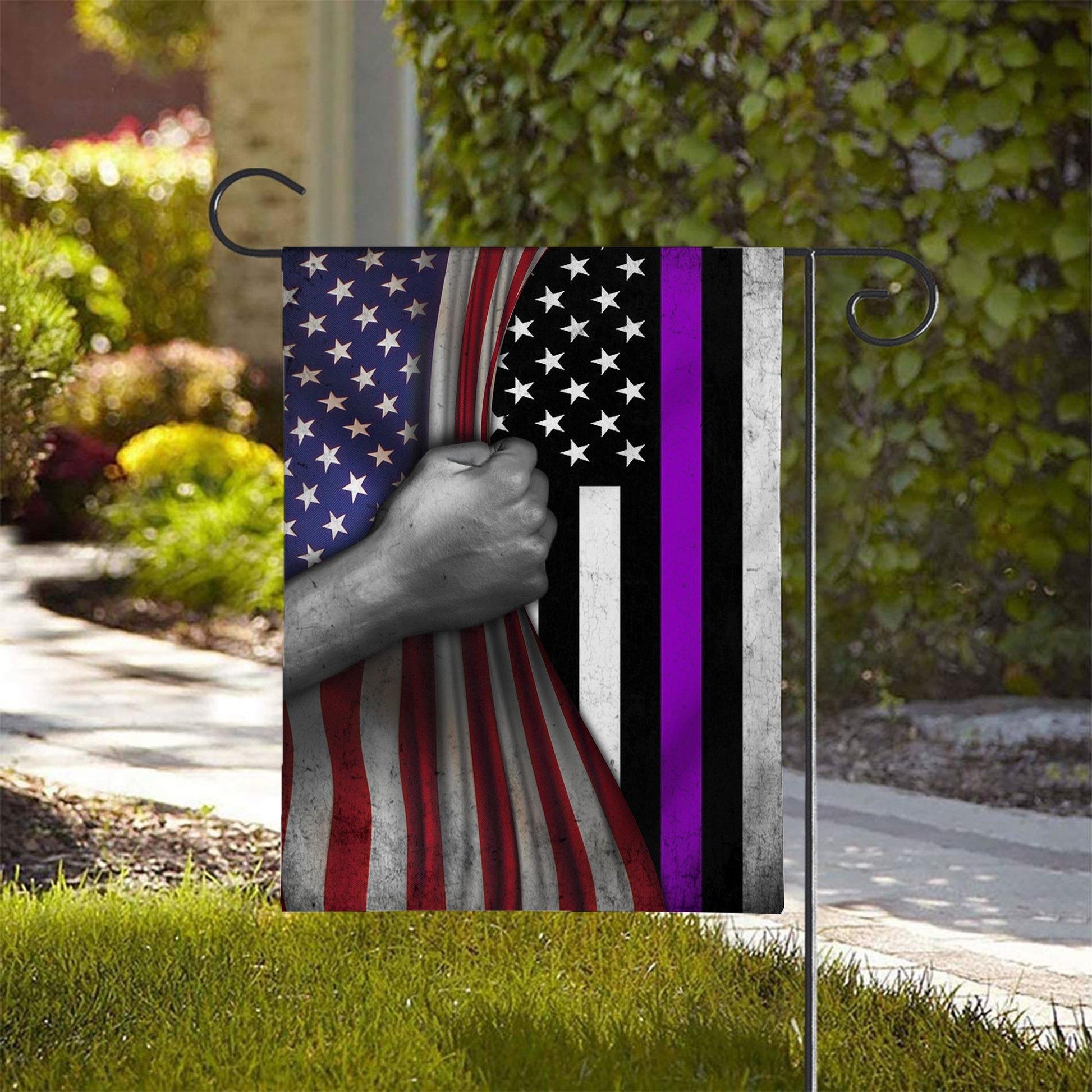 Gearhumans 3D Thin Purple Line American Custom Flag GW20052113 House Flag 