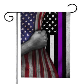 Gearhumans 3D Thin Purple Line American Custom Flag