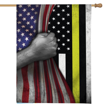 Gearhumans 3D Thin Yellow Line American Custom Flag