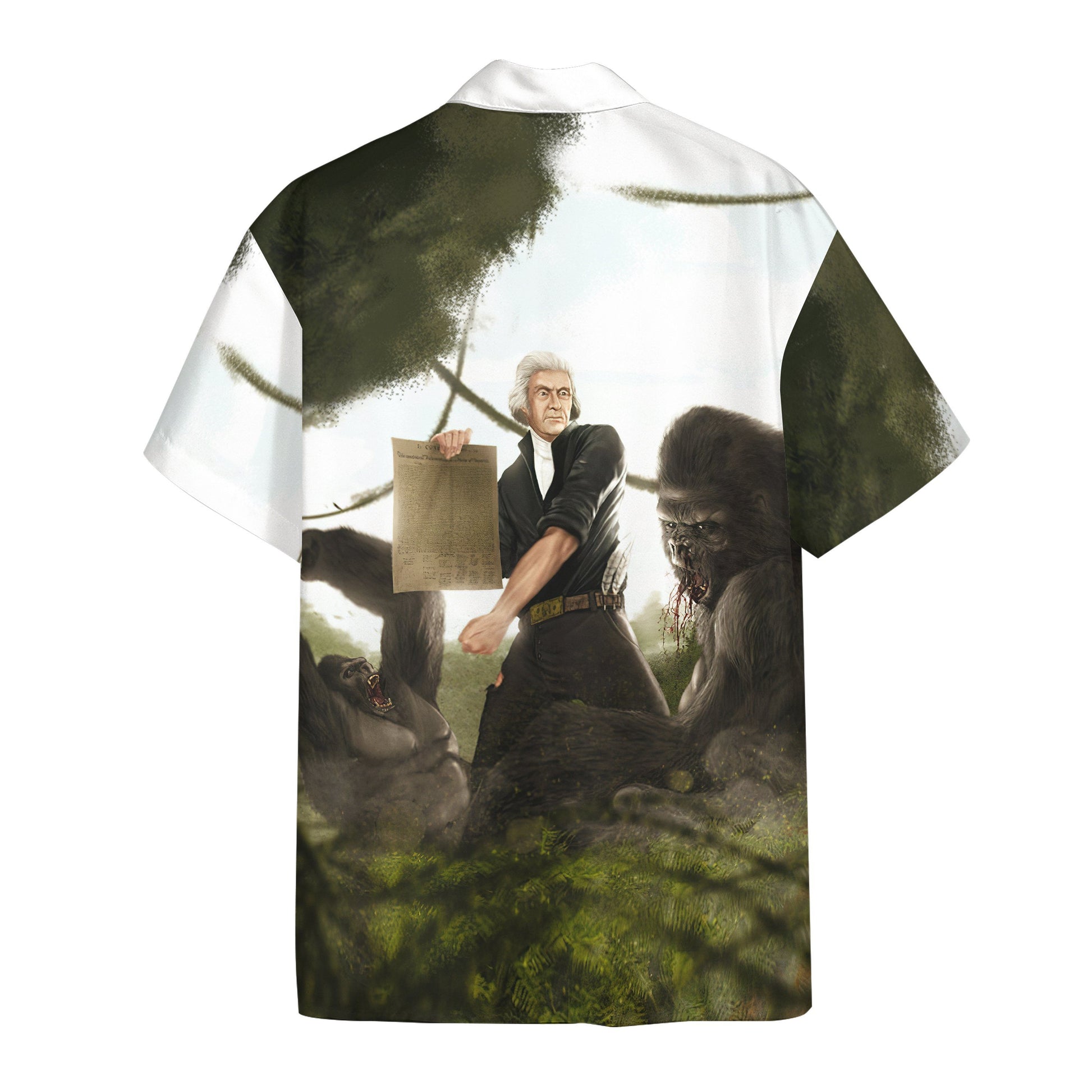 Gearhumans 3D Thomas Jefferson Battling A Gorilla Custom Short Sleeve Shirt GW2906213 Hawai Shirt 