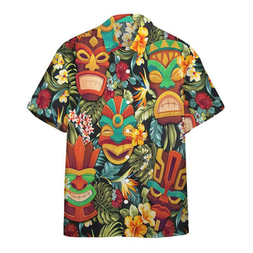 Gearhumans 3D Tiki Head Hawaii Shirt ZK13043 Hawai Shirt Short Sleeve Shirt S 