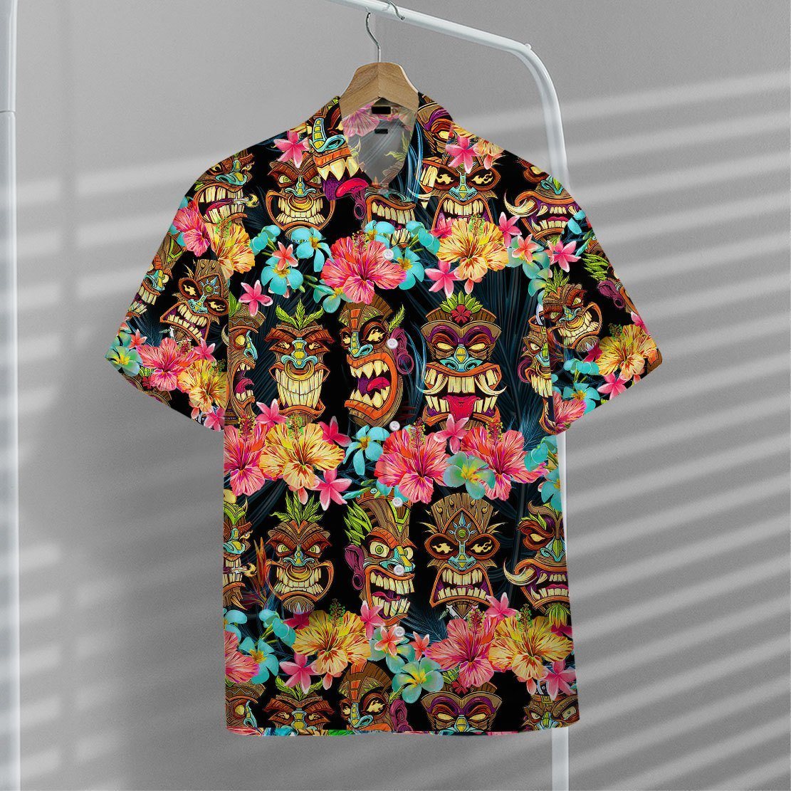 Gearhumans 3D Tiki Head Hawaii Shirt ZZ14041 Hawai Shirt 