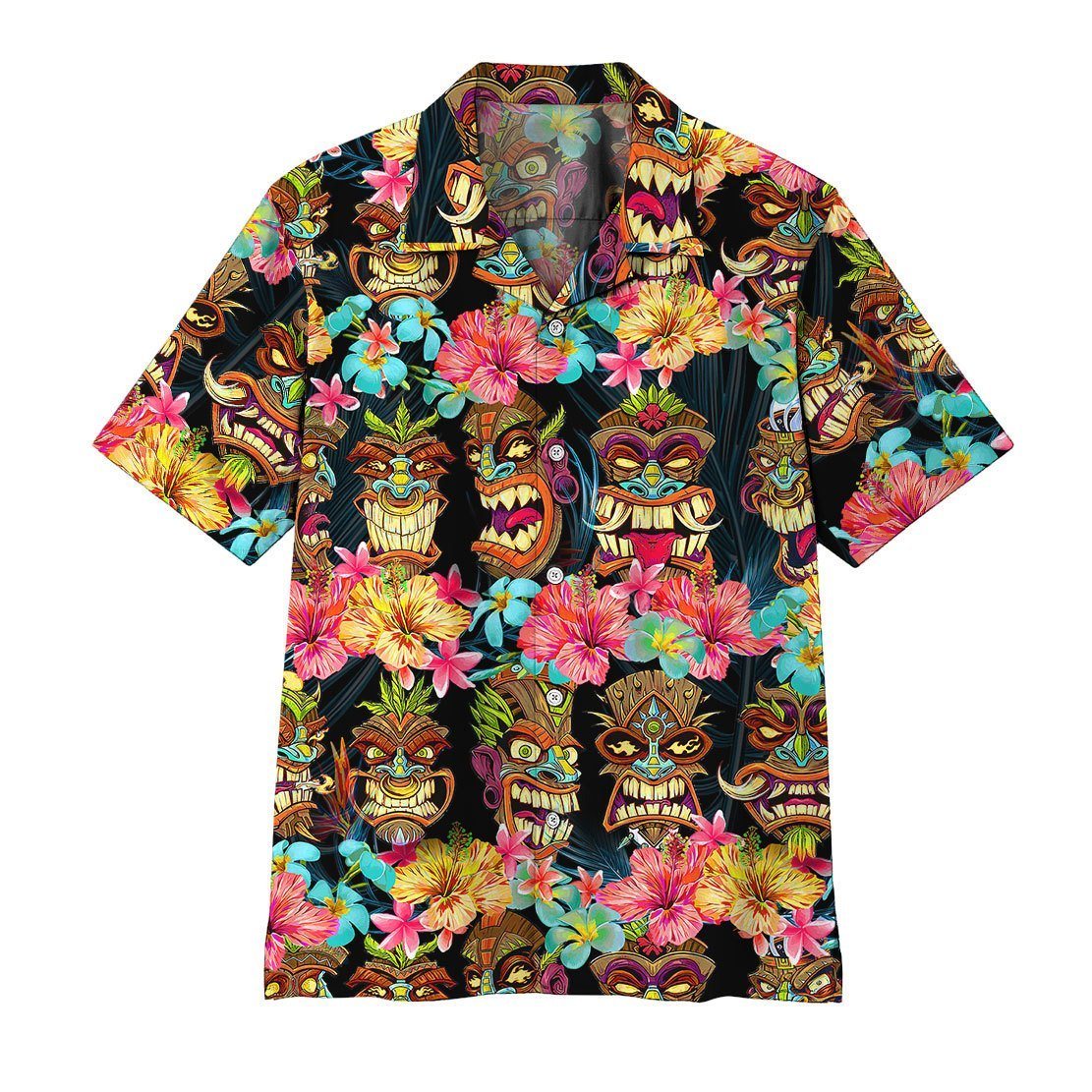 Gearhumans 3D Tiki Head Hawaii Shirt ZZ14041 Hawai Shirt Short Sleeve Shirt S 