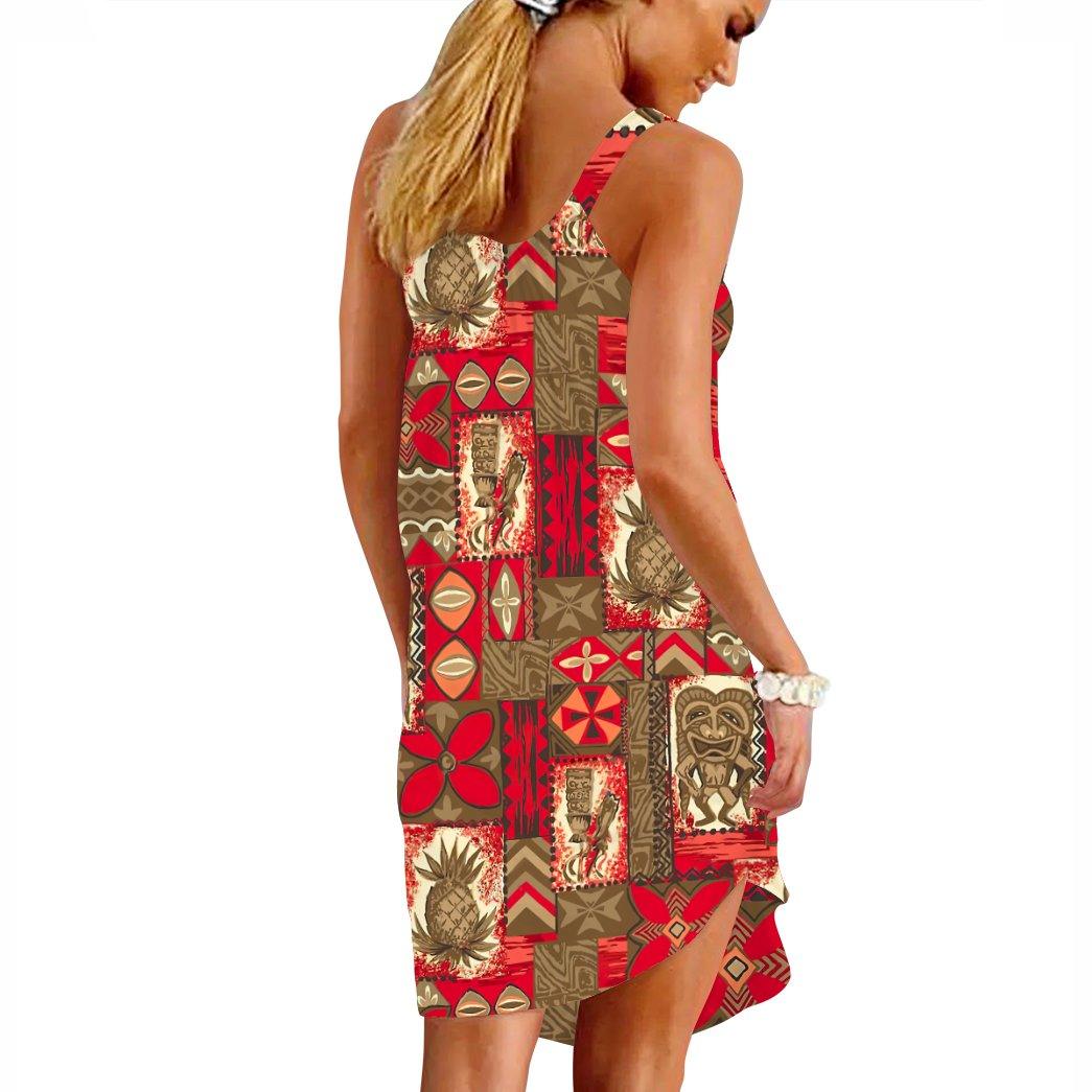 vintage tiki dress Gearhumans 3D Tiki Tiki Hawaiian Vintage Custom Beach Dress