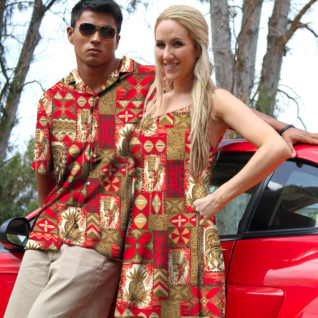 Gearhumans 3D Tiki Tiki Hawaiian Vintage Custom Beach Dress Gearhumans 3D Tiki Tiki Hawaiian Vintage Custom Beach Dress