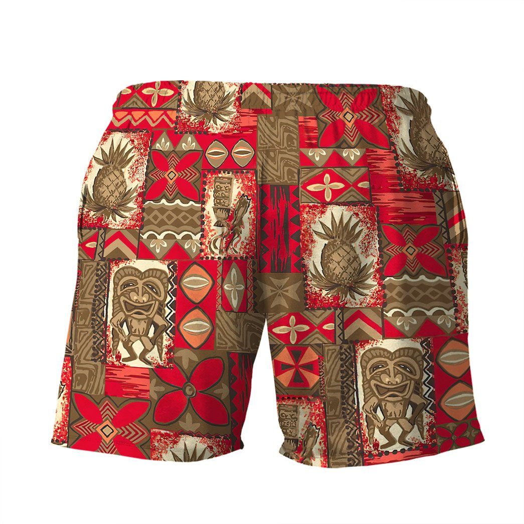 Gearhumans 3D Tiki Tiki Hawaiian Vintage Custom Beach Shorts Swim Trunks GO03062123 Men Shorts 