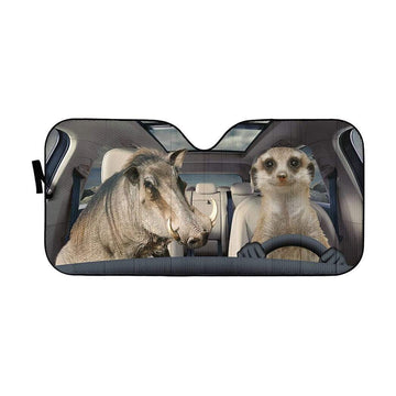 Gearhumans 3D Timon & Pumbaa Lion King Car Auto Sunshade