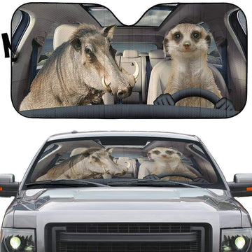 Gearhumans 3D Timon & Pumbaa Lion King Car Auto Sunshade