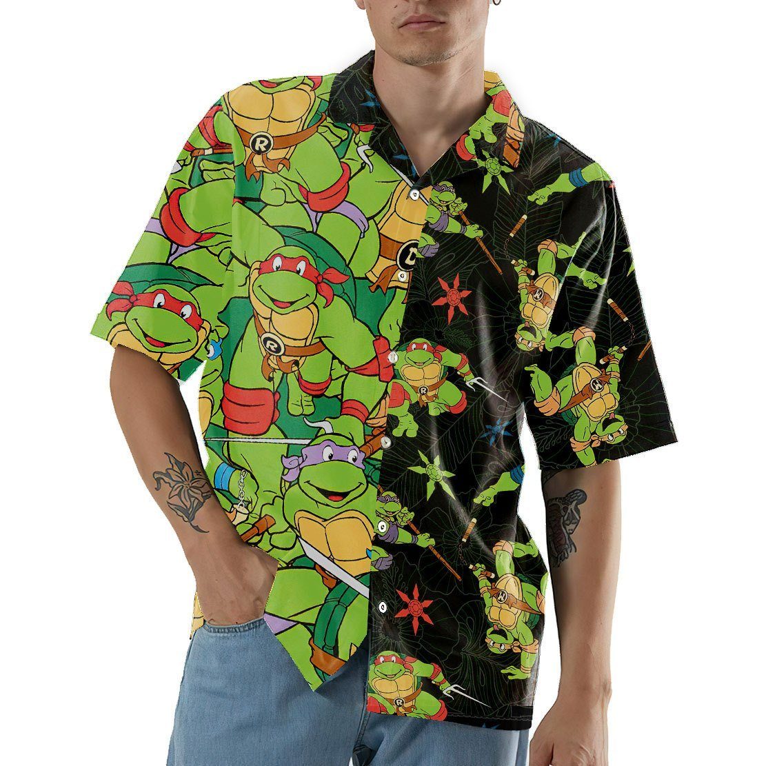 Ninja Turtle Shirt Ninja Turtle Hawaiian Shirt Ninja Turtle Button Shirt  Turtle Hawaii Shirt Aloha Shirts Men Short Sleeve Shirt - Trendingnowe