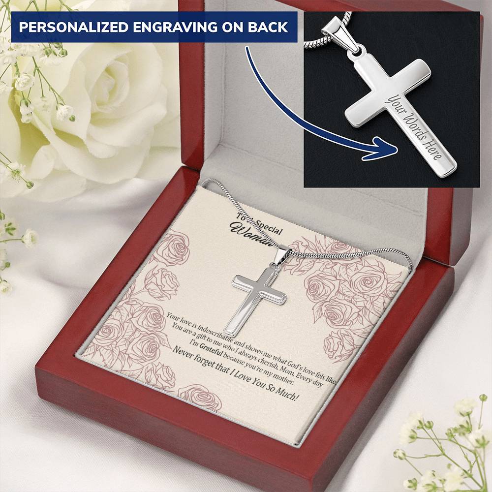 Gearhumans 3D To A Special Woman Happy Mothers Day Personalized Cross Necklace GS27042111 ShineOn Fulfillment 