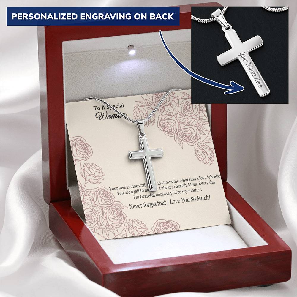 Gearhumans 3D To A Special Woman Happy Mothers Day Personalized Cross Necklace GS27042111 ShineOn Fulfillment Mahogany Style Luxury Box 