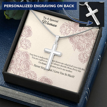 Gearhumans 3D To A Special Woman Happy Mothers Day Personalized Cross Necklace