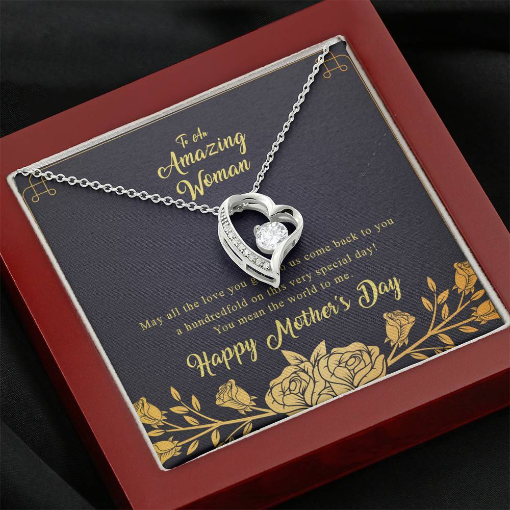 Gearhumans 3D To An Amazing Woman Happy Mothers Day Forever Love Necklace GS27042112 ShineOn Fulfillment Mahogany Style Luxury Box 