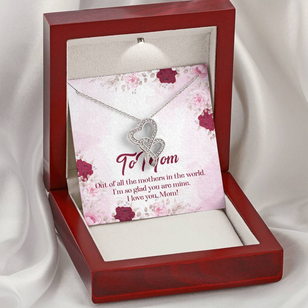 Gearhumans 3D To Mom Mothers Day Gift Double Heart Necklace GS2604212 ShineOn Fulfillment 