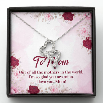 Gearhumans 3D To Mom Mothers Day Gift Double Heart Necklace GS2604212 ShineOn Fulfillment Standard Box 