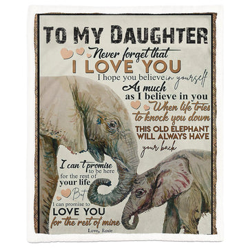 Gearhumans 3D To My Daughter Elephant Mom Mothers Day Gift Custom Name Blanket GW07048 Blanket Blanket M(51''x59'')