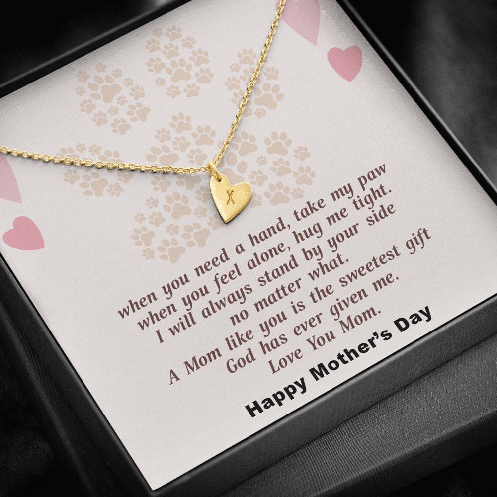 Gearhumans 3D To My Dog Mama Happy Mothers Day Sweetest Hearts Necklace GS22042112 ShineOn Fulfillment 18K Yellow Gold Finish - 1 Heart 