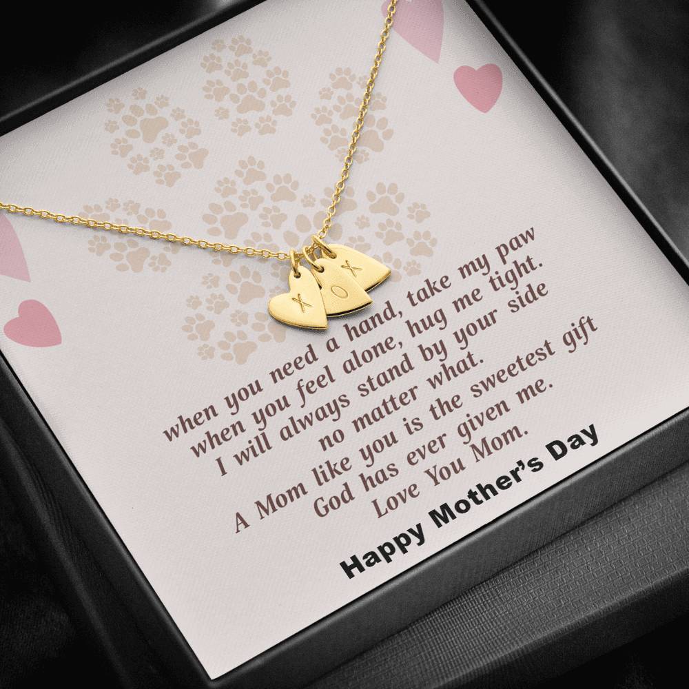 Gearhumans 3D To My Dog Mama Happy Mothers Day Sweetest Hearts Necklace GS22042112 ShineOn Fulfillment 18K Yellow Gold Finish - 3 Hearts 