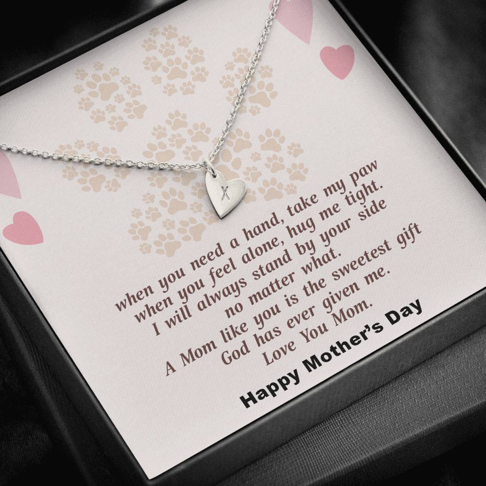 Gearhumans 3D To My Dog Mama Happy Mothers Day Sweetest Hearts Necklace GS22042112 ShineOn Fulfillment Sterling Silver - 1 Heart 