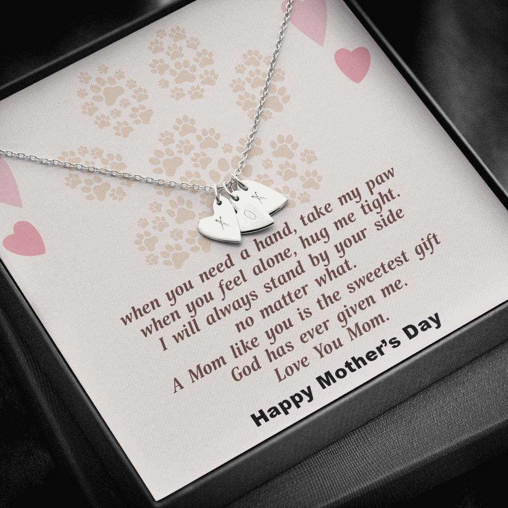 Gearhumans 3D To My Dog Mama Happy Mothers Day Sweetest Hearts Necklace GS22042112 ShineOn Fulfillment Sterling Silver - 3 Hearts 