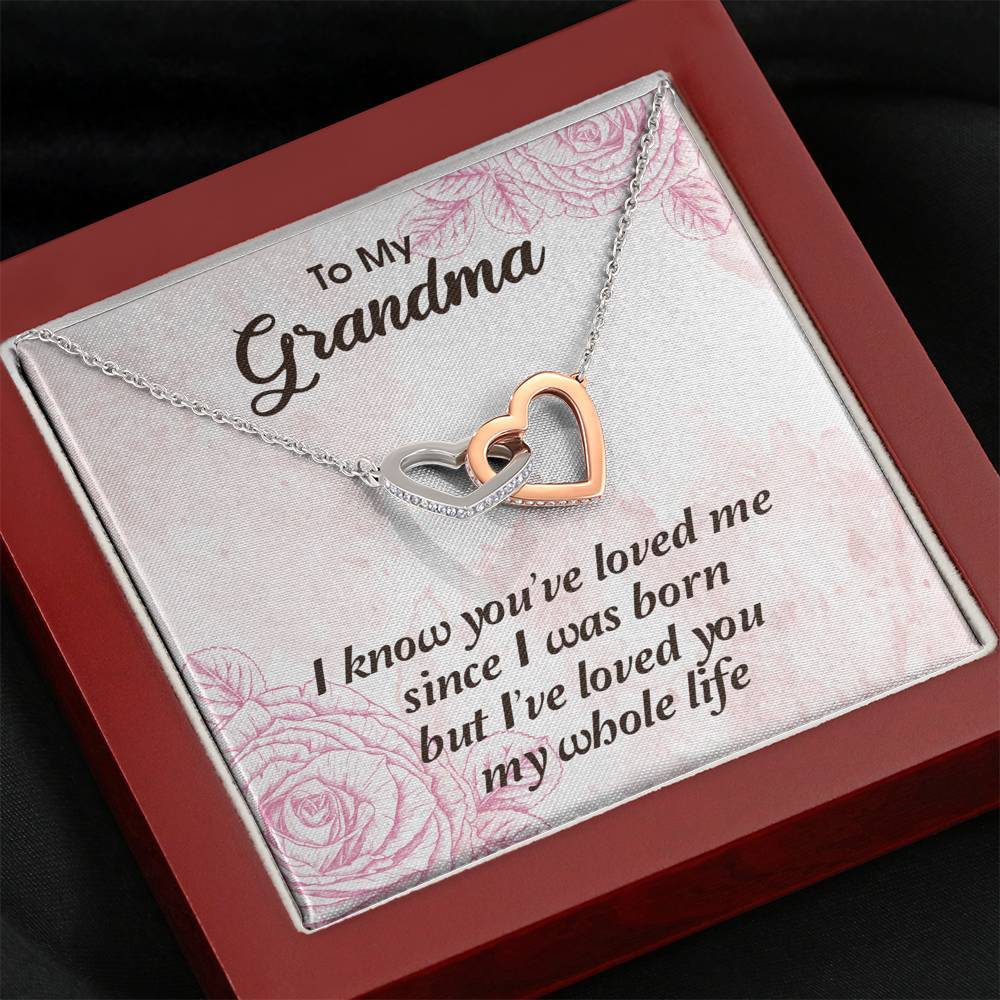 Gearhumans 3D To My Grandma Happy Mothers Day Interlocking Hearts Necklace GS2604213 ShineOn Fulfillment Mahogany Style Luxury Box 