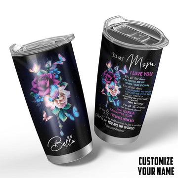 Gearhumans 3D To My Mom I Love You Mothers Day Gift Custom Name Design Insulated Vacuum Tumbler