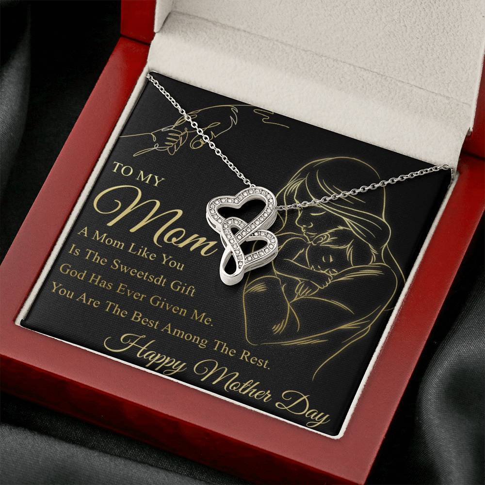 Gearhumans 3D To My Mom Mothers Day Gift Double Heart Necklace GS22042113 ShineOn Fulfillment 