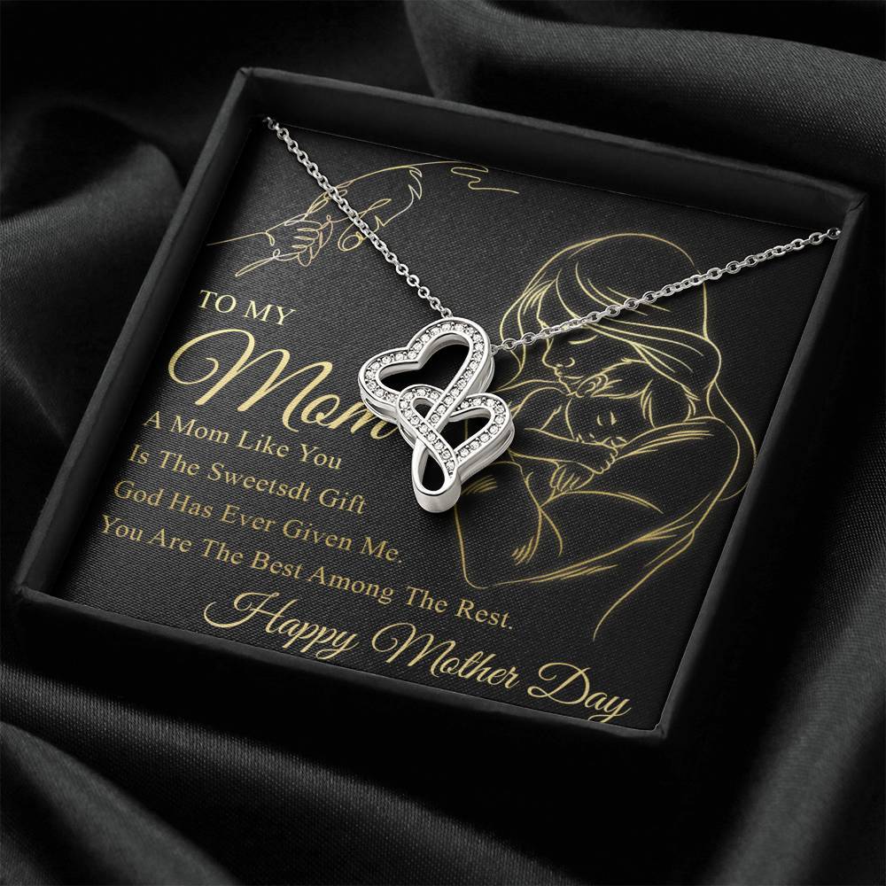 Gearhumans 3D To My Mom Mothers Day Gift Double Heart Necklace GS22042113 ShineOn Fulfillment 