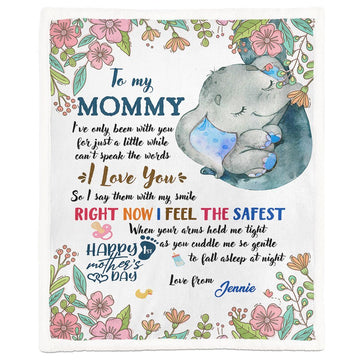 Gearhumans 3D To My Mommy Elephant Mothers Day Gift Custom Name Blanket