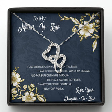 Gearhumans 3D To My Mother In Law Mothers Day Gift Double Heart Necklace