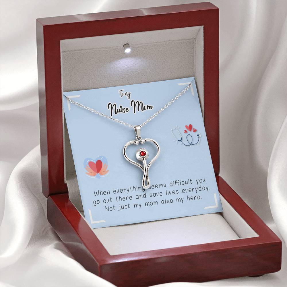 Gearhumans 3D To My Nurse Mom Happy Mothers Day Stethoscope Necklace GS27042113 ShineOn Fulfillment 