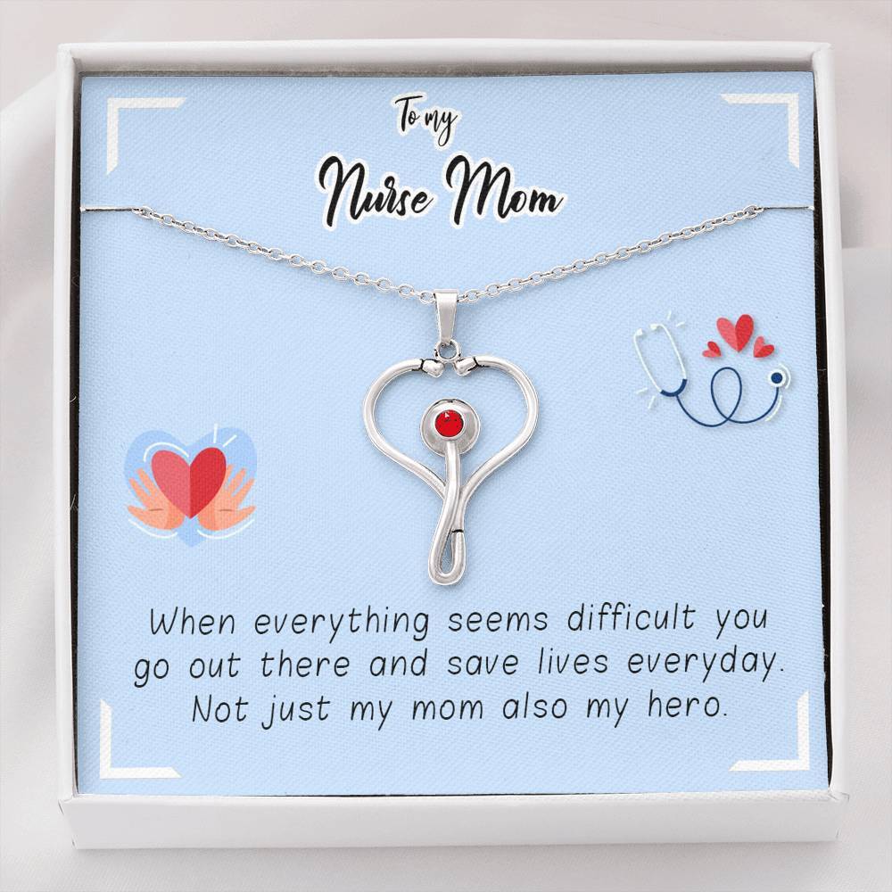 Gearhumans 3D To My Nurse Mom Happy Mothers Day Stethoscope Necklace GS27042113 ShineOn Fulfillment Standard Box 