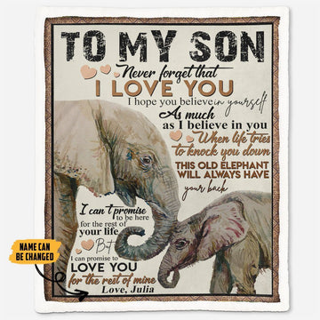 Gearhumans 3D To My Son Elephant Mom Mothers Day Gift Custom Name Blanket GW07047 Blanket Blanket M(51''x59'')