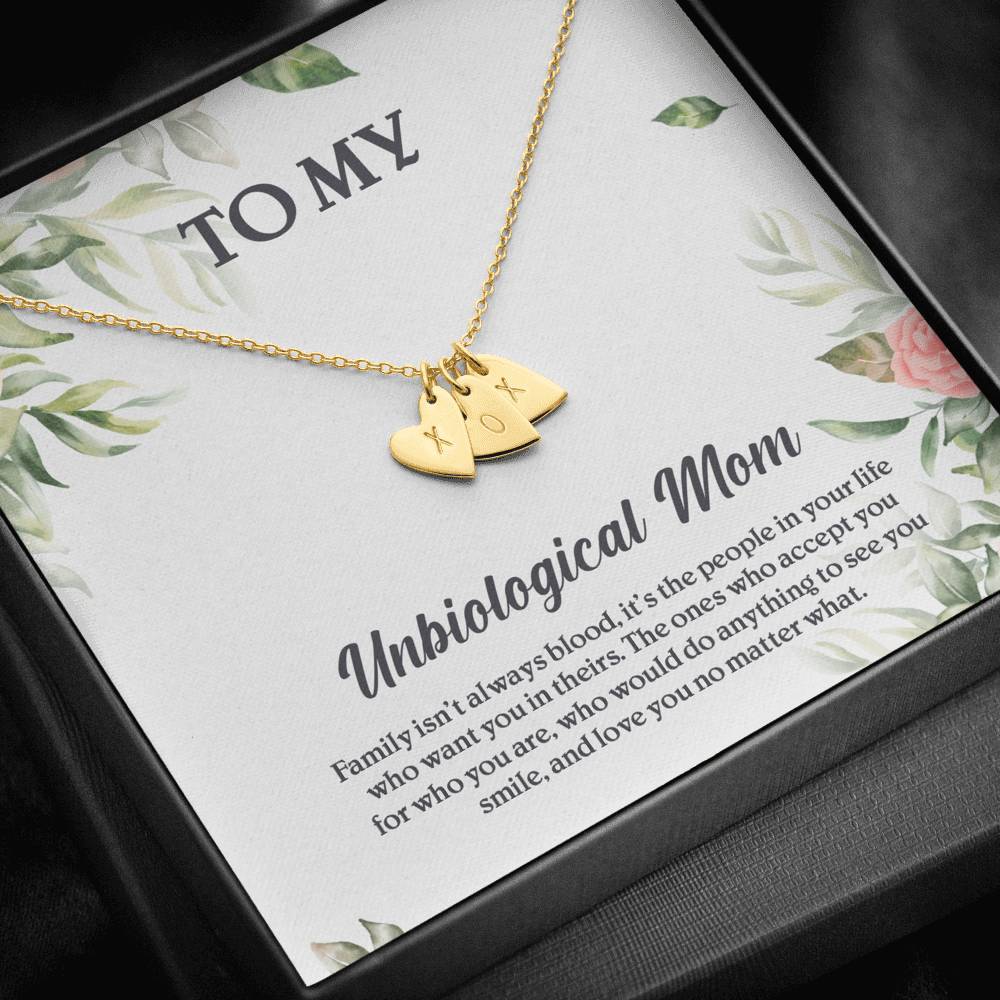 Gearhumans 3D To My Unbiological Mom Happy Mothers Day Gift Sweetest Hearts Necklace GS23042111 ShineOn Fulfillment 18K Yellow Gold Finish - 3 Hearts 